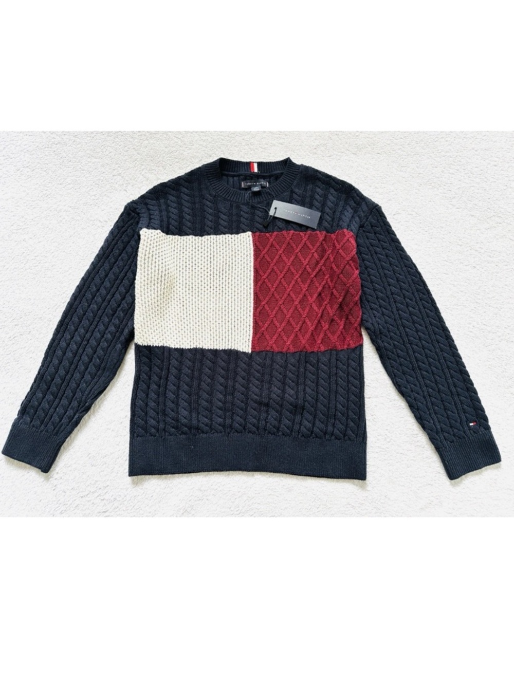 Tommy Hilfiger Boy's Flag Logo Cable Sweater Size: M(8-10)